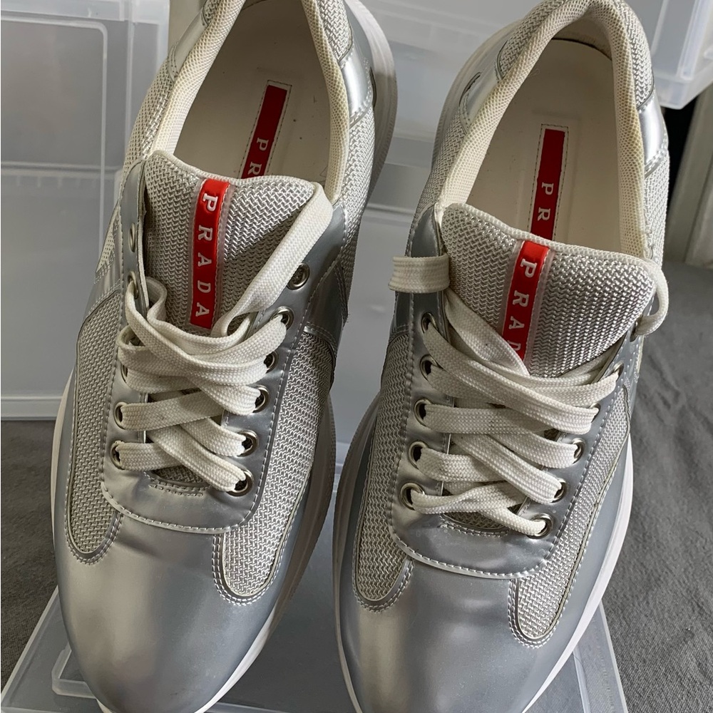 Prada Women's Silver Sneakers - Picture 9 of 12